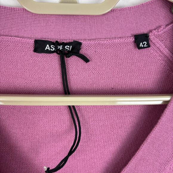 ASPESI Pink V-Neck Wool Cardigan Sweater NEW pockets - Picture 8 of 12